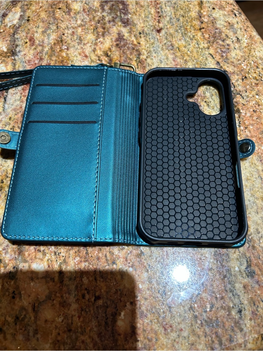 Teal Wallet Phone Case with Card Slots